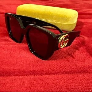 Gucci Black Sunglasses with Gold Accent